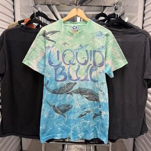 Sick Vintage 90's Single Stitched Liquid Blue Aquatic Ocean All Over Print Tee